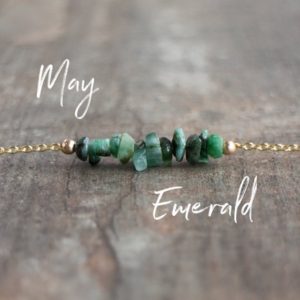 May Birthstone Necklace, Raw Emerald Choker Necklace, Boho Layering Necklace Gift for Her | Natural genuine Emerald necklaces. Buy crystal jewelry, handmade handcrafted artisan jewelry for women.  Unique handmade gift ideas. #jewelry #beadednecklaces #beadedjewelry #gift #shopping #handmadejewelry #fashion #style #product #necklaces #affiliate #ad