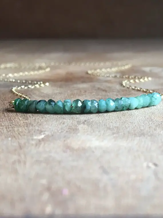 Natural Emerald Necklace, Genuine Emerald Necklace, Emerald Bead Necklace, Raw Emerald Necklace, May Birthstone Necklace, Gift For Women