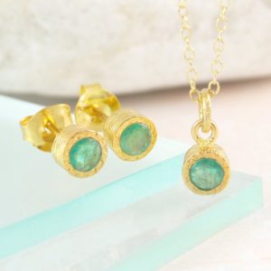 Shop Emerald Pendants! Emerald Necklace and Stud Earrings Gold Jewelry Set Gemstone Jewelry Sterling Silver Earrings Bridesmaid Jewelry Set | Natural genuine Emerald pendants. Buy crystal jewelry, handmade handcrafted artisan jewelry for women.  Unique handmade gift ideas. #jewelry #beadedpendants #beadedjewelry #gift #shopping #handmadejewelry #fashion #style #product #pendants #affiliate #ad