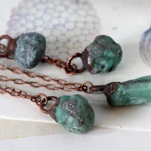 Emerald Necklace – Stone Pendant – Electroformed Copper – Electroformed Crystal Jewelry | Natural genuine Emerald pendants. Buy crystal jewelry, handmade handcrafted artisan jewelry for women.  Unique handmade gift ideas. #jewelry #beadedpendants #beadedjewelry #gift #shopping #handmadejewelry #fashion #style #product #pendants #affiliate #ad