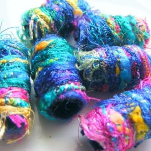 Set of 6 Fabric Bead, Fiber bead, big hole bead, bhb, large hole bead, macrame bead, dreads, jewelry component, scarf slide | Shop jewelry making and beading supplies, tools & findings for DIY jewelry making and crafts. #jewelrymaking #diyjewelry #jewelrycrafts #jewelrysupplies #beading #affiliate #ad