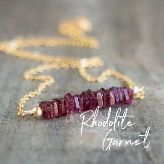 Rhodolite Garnet Necklace, Pink Garnet Necklace, January Birthday Gifts For Her, Raspberry Garnet Jewelry, Rose Gold Necklace, Wife Gift
