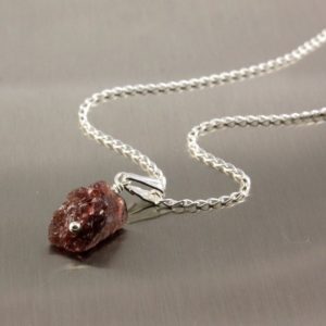 Garnet Necklace – Mother's Day Gift – Single Raw Garnet Sterling Silver Necklace – Rough Garnet Natural Stone – Birthstone Gift | Natural genuine Array jewelry. Buy crystal jewelry, handmade handcrafted artisan jewelry for women.  Unique handmade gift ideas. #jewelry #beadedjewelry #beadedjewelry #gift #shopping #handmadejewelry #fashion #style #product #jewelry #affiliate #ad
