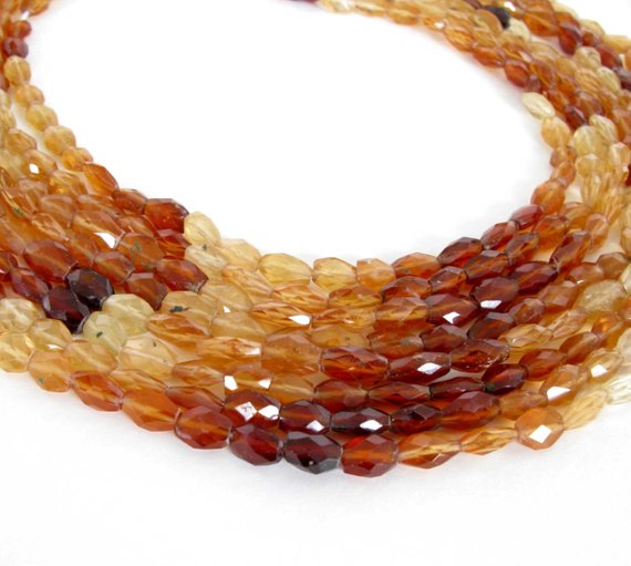 Hessonite Garnet Beads, Shaded Faceted Ovals, 3.5 Inch Strand, Orange Garnets, Faceted Shaded Ovals, Genuine Hessonite Garnets, Hess200