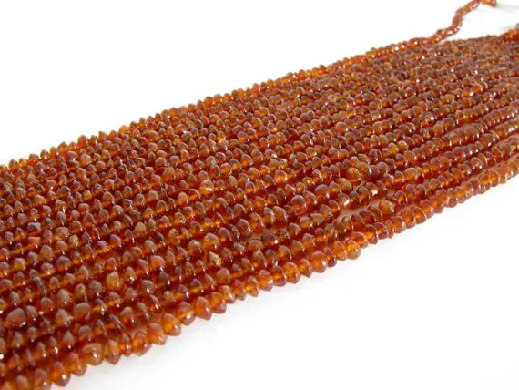 4mm Hessonite Garnet Smooth Rondelle Beads, 14 Inch Strand, Full Strand Orange Garnet Beads, Smooth Rondelle Burnt Orange Garnet Beads