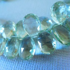 Shop Briolette Beads! GREEN AMETHYST Pear Briolettes, Prasiolite Beads, Luxe AAA / 2-20 pcs, 10-12 mm / Large Seafoam Green Bead, february birthstone 1012 solo tr | Natural genuine other-shape Gemstone beads for beading and jewelry making.  #jewelry #beads #beadedjewelry #diyjewelry #jewelrymaking #beadstore #beading #affiliate #ad