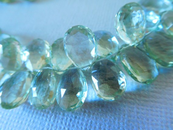 Green Amethyst Pear Briolettes, Prasiolite Beads, Luxe Aaa / 2-20 Pcs, 10-12 Mm / Large Seafoam Green Bead, February Birthstone 1012 Solo Tr