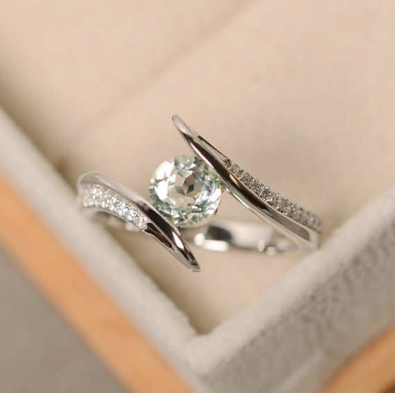 Green Amethyst Ring, Wedding Ring