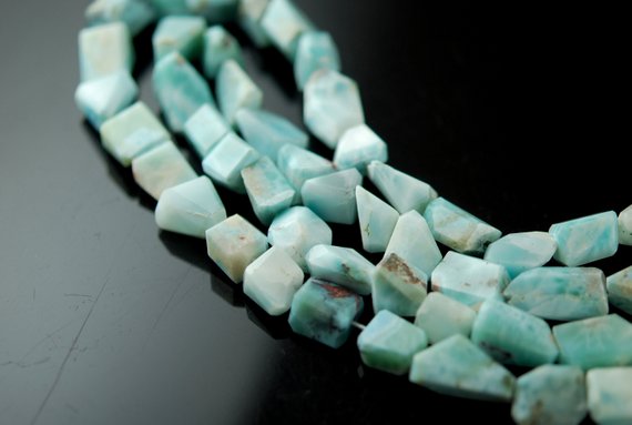 Half Strand Of Larimar Faceted Nuggets
