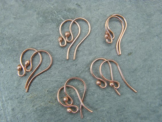 Handmade Copper Earring Hooks: Artisan Jewelry Findings, 18mm (5 Pairs)