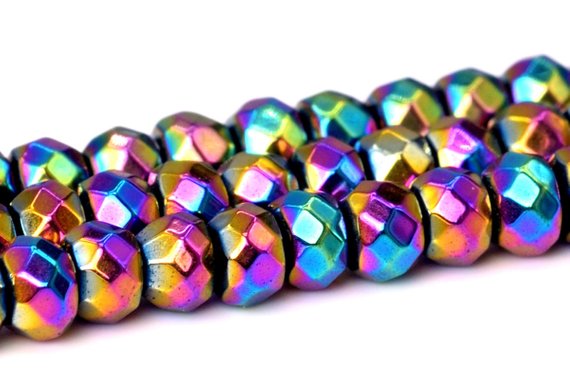 3x2mm Rainbow Hematite Beads Grade Aaa Natural Gemstone Faceted Rondelle Loose Beads 14" Bulk Lot Options (101659-399)