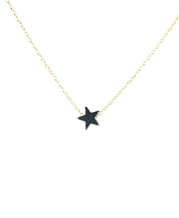 Star Necklace - Hematite Necklace - Tiny Star Necklace - A Little Hematite Star Hanging From A 14k Gold Vermeil Or Sterling Silver Chain