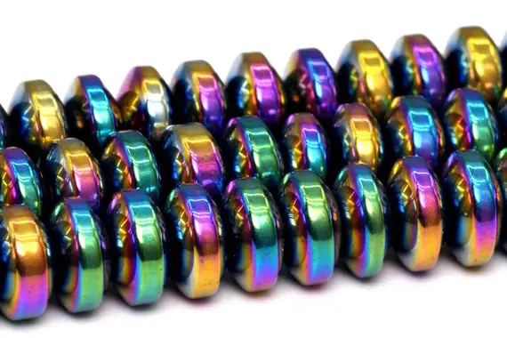 6x3mm Rainbow Hematite Beads Grade Aaa Natural Gemstone Rondelle Loose Beads 15.5" / 7.5" Bulk Lot Options(101410)