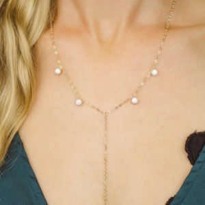 Shop Howlite Necklaces! White howlite boho bead drop lariat necklace in bronze, silver, gold or rose gold – 18" chain with 2" adjustable extender and 3" drop | Natural genuine Howlite necklaces. Buy crystal jewelry, handmade handcrafted artisan jewelry for women.  Unique handmade gift ideas. #jewelry #beadednecklaces #beadedjewelry #gift #shopping #handmadejewelry #fashion #style #product #necklaces #affiliate #ad