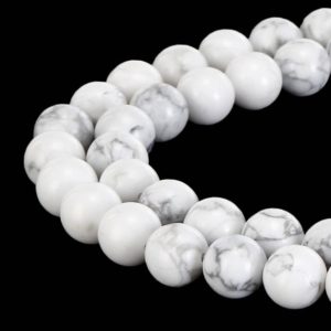 Shop Howlite Beads! White Howlite Smooth Round Beads 4mm 6mm 8mm 10mm 12mm 15.5" Strand | Natural genuine beads Howlite beads for beading and jewelry making.  #jewelry #beads #beadedjewelry #diyjewelry #jewelrymaking #beadstore #beading #affiliate #ad