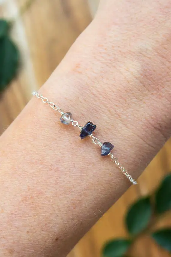 Iolite Meditation Bracelet. Iolite Bracelet. Protection Bracelet. Womens Bracelet. Gemstone Bead Bracelet. September Birthstone Bracelet.