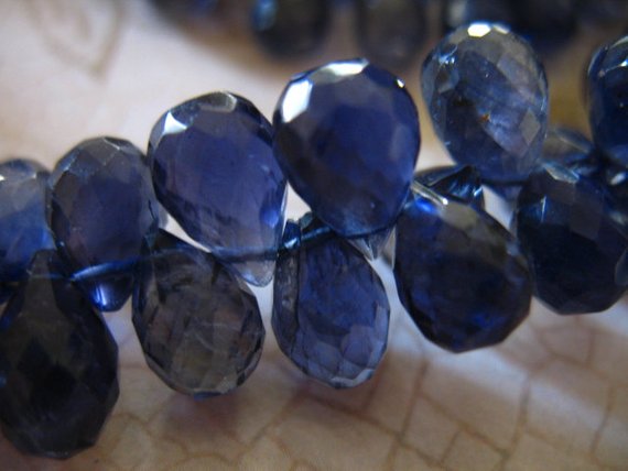 2-10 Pcs, Iolite Drop Briolettes Teardrop Tear Drop Beads, Luxe Aaa, 5-6 Mm / Water Sapphire, September Brides Something Blue 56