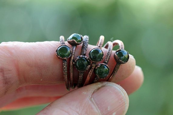 Jade Ring - Tiny Stone Stacker - Real Jade Jewelry