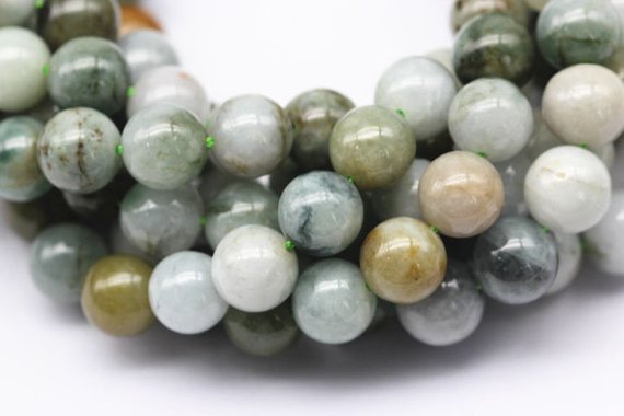 Natural Multi-green Jade Smooth Round Beads 6mm 8mm 10mm 12mm 15.5" Strand