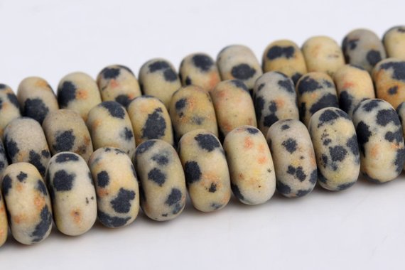Matte Dalmatian Jasper Beads Grade Aaa Genuine Natural Gemstone Rondelle Loose Beads 6mm 8mm Bulk Lot Options