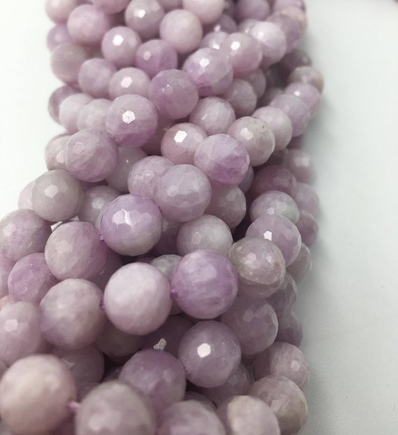 Natural Kunzite Faceted Round Beads 8mm 10mm 15.5" Strand