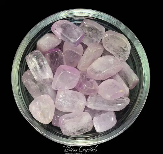Gemmy! 1 Kunzite Tumbled Stone Grade A Lavender Lilac Pink Translucent Polished Crystal Gemstones Healing Crystals And Stones #kt10