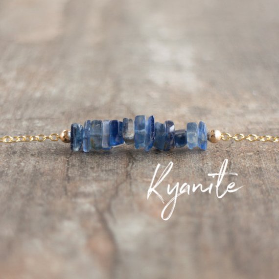 Blue Kyanite Necklace, Throat Chakra Necklaces For Women, Gifts For Her, Raw Crystal Choker, Healing Jewelry