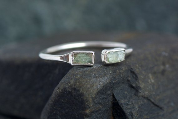 Adjustable Green Kyanite Ring. Green Gemstone Ring. Unique Kyanite Ring. Green Kyanite Ring. Adjustable Raw Rough Green Kyanite Wedding Ring