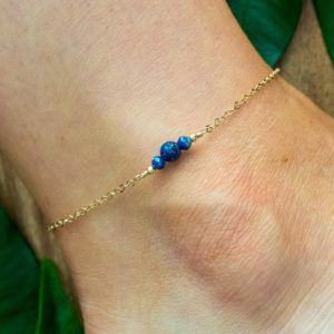 Shop Lapis Lazuli Bracelets! Lapis lazuli ankle bracelet. Lapis lazuli anklet. Navy blue anklet. Handmade jewelry. Gemstone anklet. Crystal anklet. September birthstone. | Natural genuine Lapis Lazuli bracelets. Buy crystal jewelry, handmade handcrafted artisan jewelry for women.  Unique handmade gift ideas. #jewelry #beadedbracelets #beadedjewelry #gift #shopping #handmadejewelry #fashion #style #product #bracelets #affiliate #ad