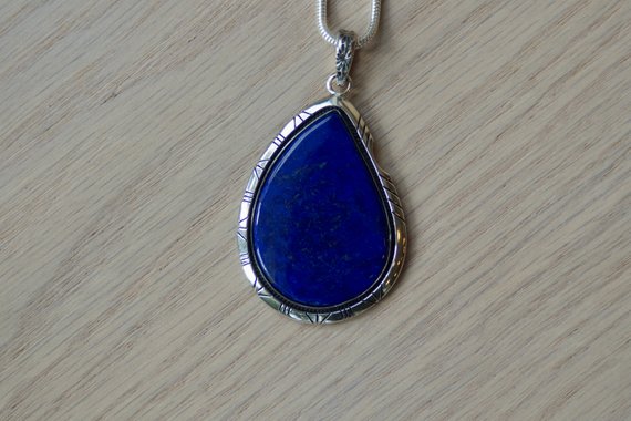 Lapis Lazuli Teardrop Pendant // // Lapis Lazuli // Lapis Lazuli Necklace // Lapis Pyrite // Lapis Silver Pendant // Lapis Necklace
