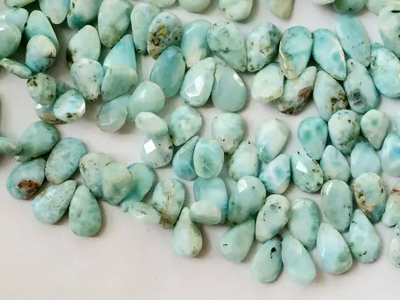 9x11mm Larimar Faceted Pear Beads, Larimar Faceted Pear Briolettes, Larimar Beads For Jewelry (4in To 8in Options)