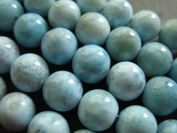 Larimar Round Beads, 1/4 1/2 Or Full Strand, 6-6.5 Mm / Luxe A-aa, Aqua Blue, Dominican Republic Wholesale Larimar Roundgems.6 True Solo