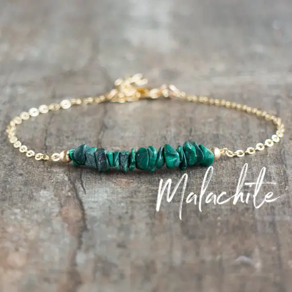 Raw Malachite Bracelet, Adjustable Bracelet, Genuine Malachite Bracelet, Green Heart Chakra Bracelet, Ceystal Healing Bracelets For Women