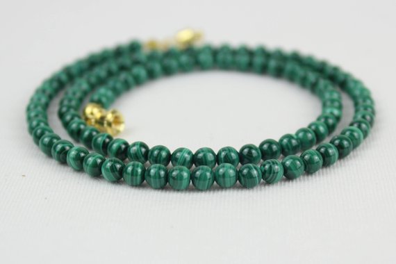 Malachite Necklace 4mm Green Malachite Natural Stone Necklace 4 Mm Malakite Various Lengths Mapenzigems