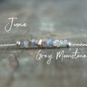 Grey Moonstone Necklace, Raw Crystal Birthstone Necklace, Gifts for Women | Natural genuine Moonstone necklaces. Buy crystal jewelry, handmade handcrafted artisan jewelry for women.  Unique handmade gift ideas. #jewelry #beadednecklaces #beadedjewelry #gift #shopping #handmadejewelry #fashion #style #product #necklaces #affiliate #ad
