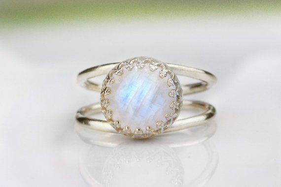 Rainbow Moonstone Ring · Silver Ring · Moonstone Jewelry · October Birthstone · Silver Stone Ring · Bridal Ring · Promise Ring