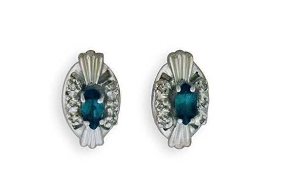 Natural Alexandrite Diamond Earring In 14k White Gold With Certificate!! Free Shipping In Usa Only