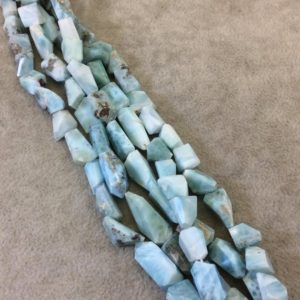 Shop Larimar Chip & Nugget Beads! Natural Larimar Faceted Freeform Nugget Beads – Sold by 14" Strands (30 Beads per Strand) – Measuring 8-10mm x 10-15mm, Approx. | Natural genuine chip Larimar beads for beading and jewelry making.  #jewelry #beads #beadedjewelry #diyjewelry #jewelrymaking #beadstore #beading #affiliate #ad