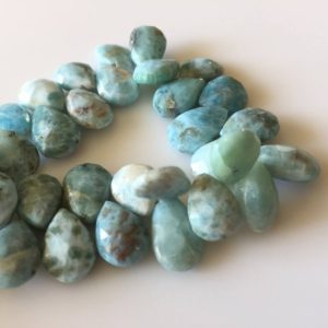 Shop Larimar Faceted Beads! New Addition Natural Larimar Faceted Pear Shaped Briolette Beads, Larimar Jewelry, Larimar Stone, 10mm To 11mm, 8 Inch Strand, GDS706 | Natural genuine faceted Larimar beads for beading and jewelry making.  #jewelry #beads #beadedjewelry #diyjewelry #jewelrymaking #beadstore #beading #affiliate #ad