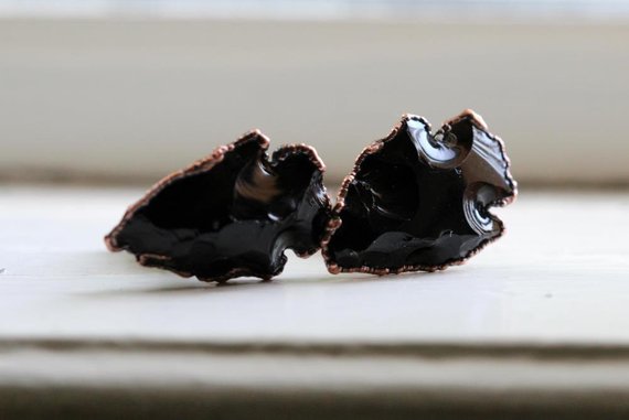 Crystal Cuff Links - Black Obsidian Cufflinks - Groomsmen Gift
