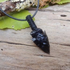 Arrowhead Adjustable Leather Choker With Black Obsidian / protection Necklace For Man Dads Gift Idea | Natural genuine Gemstone necklaces. Buy crystal jewelry, handmade handcrafted artisan jewelry for women.  Unique handmade gift ideas. #jewelry #beadednecklaces #beadedjewelry #gift #shopping #handmadejewelry #fashion #style #product #necklaces #affiliate #ad