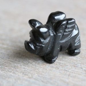 Obsidian Stone Flying Pig Figurine F302 | Natural genuine stones & crystals in various shapes & sizes. Buy raw cut, tumbled, or polished gemstones for making jewelry or crystal healing energy vibration raising reiki stones. #crystals #gemstones #crystalhealing #crystalsandgemstones #energyhealing #affiliate #ad