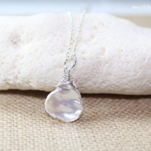 Keishi Pearl Necklace, Keshi Freshwater White Pearl Pendant. Keishi Jewelry, Sterling Silver, Bridesmaid Wedding Pearl Jewelry | Natural genuine Pearl pendants. Buy handcrafted artisan wedding jewelry.  Unique handmade bridal jewelry gift ideas. #jewelry #beadedpendants #gift #crystaljewelry #shopping #handmadejewelry #wedding #bridal #pendants #affiliate #ad
