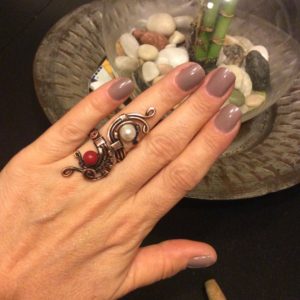 Shop Pearl Rings! Copper Ring For Women, Ring Coral With Pearl, Wire Wrapped Jewelry Handmade, Copper Wire Jewelry, Wire Wrapped Ring, Wire Wrap Ring | Natural genuine Pearl rings, simple unique handcrafted gemstone rings. #rings #jewelry #shopping #gift #handmade #fashion #style #affiliate #ad