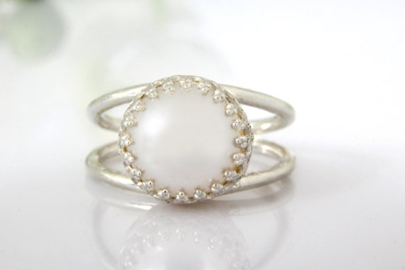 Silver Pearl Ring · Sterling Silver Ring · Bridal Ring · Wedding Ring · Bridesmaid Gifts · Bridal Party Gifts · Freshwater Pearl Ring