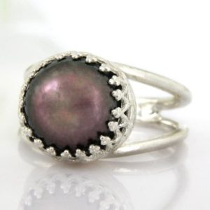Shop Pearl Rings! Black Pearl Ring · Silver Ring · Black Ring · Dark Grey Pearl Ring · Silver Pearl Ring · Custom Silver Rings · June Birthstone Ring | Natural genuine Pearl rings, simple unique handcrafted gemstone rings. #rings #jewelry #shopping #gift #handmade #fashion #style #affiliate #ad