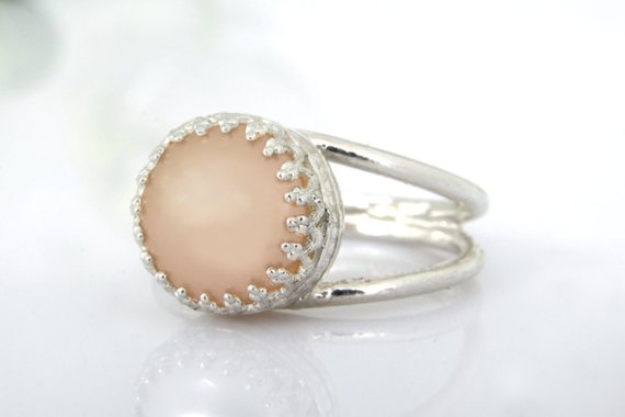 Peach Pearl Ring · Sterling Silver Ring · Bridal Ring · Wedding Ring · Bridesmaid Gifts · Wedding Gifts · Anniversary Ring