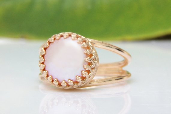 Rose Gold Ring · Pink Ring · Pink Pearl Ring · Freshwater Pearl Ring · Bridal Ring · Bridesmaid Rings · Rose Pearl Ring