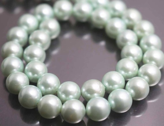 6mm/8mm/10mm/12mm Green South Sea Shell Pearl Smooth And Round Beads,15 Inches One Starand