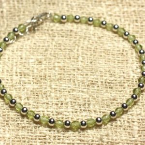 Shop Peridot Bracelets! Bracelet 925 sterling silver and stone 3mm faceted Peridot beads | Natural genuine Peridot bracelets. Buy crystal jewelry, handmade handcrafted artisan jewelry for women.  Unique handmade gift ideas. #jewelry #beadedbracelets #beadedjewelry #gift #shopping #handmadejewelry #fashion #style #product #bracelets #affiliate #ad